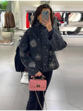 Autumn And Winter New Women's Fashion Commuting Single Buckle Heavy Industry Lead Beads Hair Coat