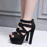 Shoes Women's Shoes Suede Fashion Summer High-Heeled Sandals Fishmouth High-Heeled