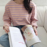Spring And Autumn Wear Korean Version Of Striped T-Shirt Women's Long Sleeves Loose Leisure Lazy Wind Pure Cotton Student Shirt