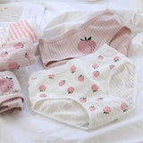 Cotton Panties Women Striped Underwear Strawberry pattern Underpants Female Lingerie Low Rise Girls Soft