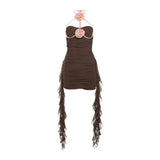 2024 Summer New Women's Fashion Trend Hit The Color Flower Word Hanging Neck Wave