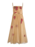 New Female Slash Neck Dress Fashion Flower Decorate Fairy Vestidos Women Elegant Gauze Princess Beach Puff Dresses