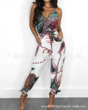 new women's feather print sleeveless jumpsuit ladies pants rompers womens