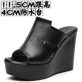 Hollow Waterproof Table Thick Bottom One-Word Drag High Slope And Fitting Room Slippers Soft Bottom Loose Cake 4243 Women Cold