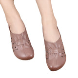 Women 2025 Spring And Autumn New Retro Soft Base Shallow Flat Bottom Anti-Slip Middle-Grade Mother Large Leather