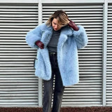 Solid Collar Faux Fur Coat- Outfit