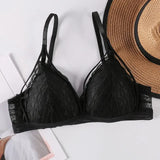 Lace Bralette Wireless Bras For Women Transparent Underwear One-Piece Floral Lace Brassiere Push Up Lingerie Backless