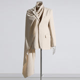 Personality Niche 2025 Autumn New Scarf Collar Hollow Out A Variety Of Wear Suit Pure Color Coat