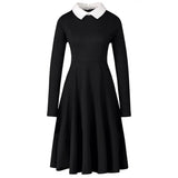 OL Solid Party Swing Dress Black Red Long Sleeve Autumn Winter Casual Stylish Elegant Retro Slim Bandage A Line