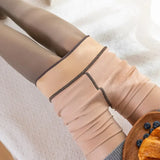 Fake Translucent Leggings Women High Waist Slim Sexy Tight Leggins Elasticity Plus Velvet Warm Leggings
