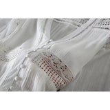 2022 Summer Women Long Tunic Beach Dress Sundress Long Sleeve White Lace Sexy Boho Maxi Dress Holiday