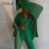2021 Women V Neck Loose T Shirts Green Long Sleeve Pleated Summer Oversized Sexy Fashion 90s Top Shirts