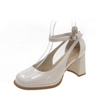 Zingj Square Head Retro High Heels Women's 2023 New Mary Jane Sandals With Thick Heels-Outfit