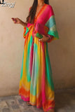 2023 Tie Dye Long Dress Women Ruched Chiffon Midi Dress Woman Long Sleeve Summer Dresses Asymmetric Holiday Party