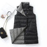 Autumn And Winter New Korean Version Loose Inclined Pocket Stand Collar In The Long Down Jacket Vest Winter Horse Clip Vest Tide-Outfit