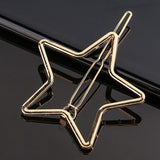 Metal Love Heart Hair Clip Elegant Star Round Barrette for Women Girls Sweet Hairpins Barrettes Hair