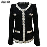 Blazers Feminino 2019 Autumn Paillette Lady Jackets and Coats Blaser Femme Chaqueta Mujer Jaqueta Feminina Black
