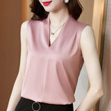 New Satin Simple Fashion V-Collar Slim Slim Inside Wearing A Vest