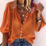 Solid Oversized Loose Shirt Vintage Button Tunic Summer Tops and Blouses Women's Clothing blusas mujer de moda