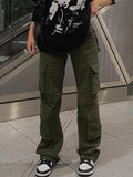 Y2k Cargo Pants Baggy Jeans Women Fashion 90s Streetwear Pockets Wide Leg High Waist Straight Denim Trousers