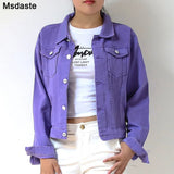 Coat For Women Casual Chaqueta Mujer Casaco Jaqueta Feminina New Spring Autumn Purple Short Jeans Jackets Coats