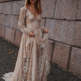 2022 Summer Women Maxi Party Dress Long Sleeve See Through Sexy Transparent Silver Sequin Mesh Long