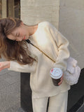 Women Autumn New Two Piece Set Pullover Sweater Tracksuit High Waist Knit Straight Pants Suit Spring Clothes