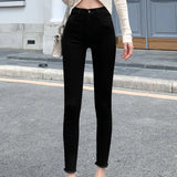 Pants Women Denim Holes Leggings Black Skinny Jean Trousers Autumn New High Waist Casual Elastic Slim Jeans Pencil