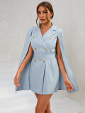 Blazer Dress High Street Club Party Dresses Double Breasted Cloak Dress with Belt Fashion notched Dresses Women 2023