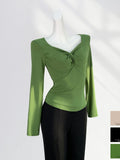 Zingj Cotton Design Sense Royal Sister Jacket V Collar Slim Slim Kink French Square Collar Women's Long Sleeve With A