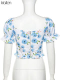 Fashion Elegant Print Floral Boho French Romantic Shirts For Women Summer New Casual Streetwear Y2K Wild Basic
