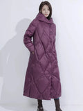 Down Jacket Female Long Style 2024 Winter New Fashion Thickened Retro Literature And Art National Wind Large Size Over The Knee Mother Coat-Outfit