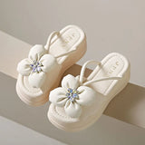 Fragrant Temperament Foot Slippers 2025 Summer Long Standing Non-Slip Shoes Solid Color Loose Cake Thick Bottom Cool Slippers