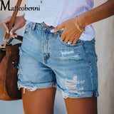 All Match Blue Women Slim Hole Denim Shorts Fashion Casual Summer New Denim Shorts Sexy Solid Color Wash Streetwear