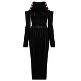 Elegant Knitted Sweater Dress Women Outfits 2022 New Fashion Single-breasted Full Sleeve Long Knit Dress