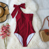 Piece Swimsuit 2021 Sexy One Shoulder Bandage Swimsuit Women Solid Swimwear Backless Bathing Suit Beachwear Monokini