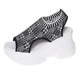 Zingj Weaving Thick-Soled Sandals For Women 2023 Summer Flying Weaving Fishmouth Slope Heels Sports Large-Size Casual Ladies