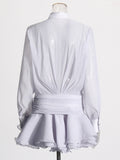 Spring 2025 New Fashion Temperament Collar Single Row Buckle Lotus Leaf Side Design Short Women's
