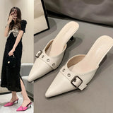 New Spring And Summer 2025 Features Pointed French High-Heeled Muller