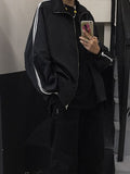 Bf Sun-Proof Striped Couples Jacket Harajuku Oversize Loose Long Sleeve Baseball Coats Women Streetwear Chic Casual