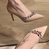 Wind Bare Water Drill High Heels Women 2025 New Fine Heel Tip Temperament Light Mouth Not Tired Single Shoes Wedding