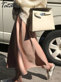 Silk Satin Skirts for Women High Waisted Skirt 2022 Women A-Line Elegant Skirts Summer Pink Midi Skirt New Korean