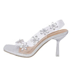 Water Drill Flower High Heel Fish Mouth Sandals Women's Fine Heel Large Pvc Crystal Noodle Fashion