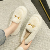 Shoes Women Wear 2025 New Korean Version Of Fairy Lefu Shoes One Foot Pedal Beans Shoes Women Winter Plus Velvet Cotton