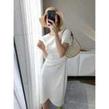 2021 Women Summer Bodycon Dresses Female High Waist Elegant Fashion Slit Knee-Length