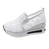 Shoes Female Summer Breathable Korean Hollow Out Gauze Small White Shoes Casual Set Heel Comfortable Platform Bottom Women's