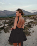 Backless Large Bow Mini Dress-Outfit