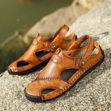 Zingj New Summer Leather Sandals Men's Toe Dual-Purpose Sports Men's Leisure Sandals Men's Shoes Breathable