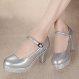 Head Shallow High Heels Buckle With T-Singexi Shoes Coarse Heel Model Performance Shoes Waterproof Table 33 Yards Women's
