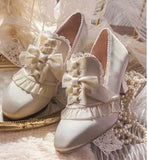 Bow Pink Fashion Single Shoes Lolita Lace Girl Cute Soft Sister Jk High